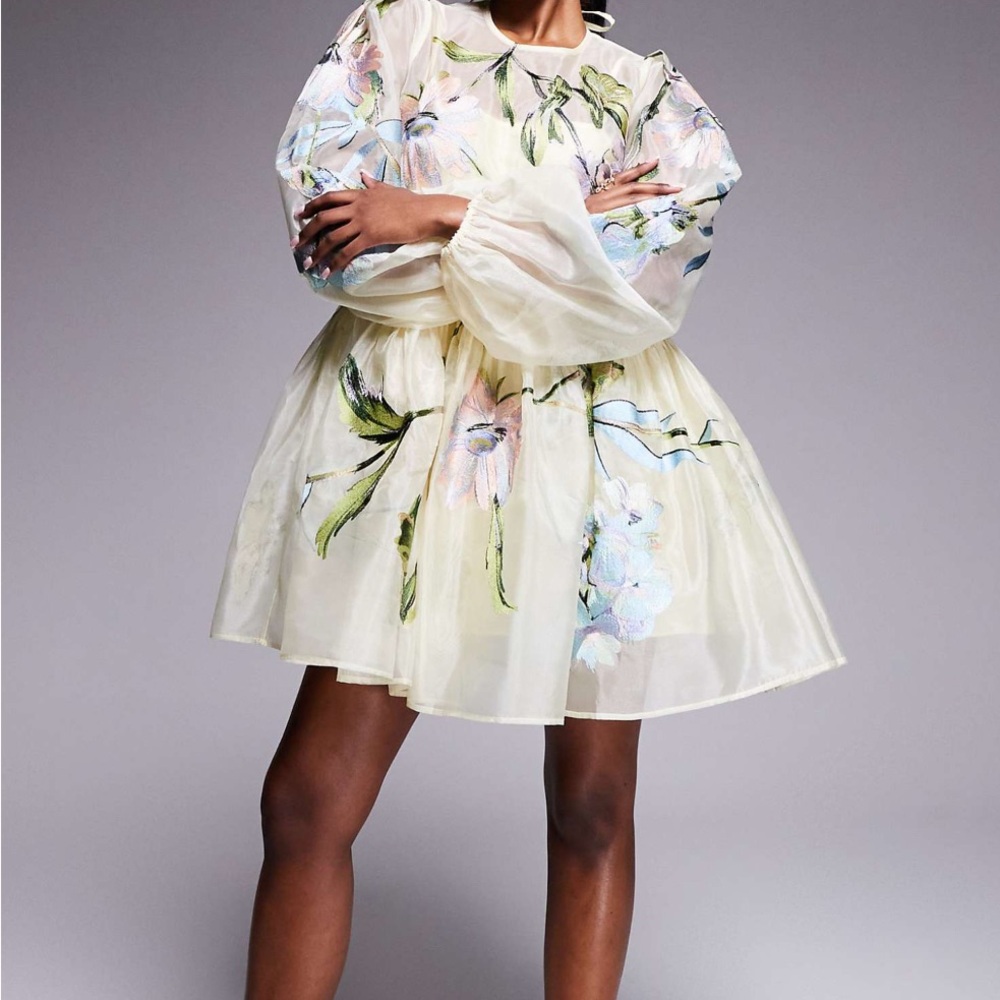 Floral Cream Mini Dress